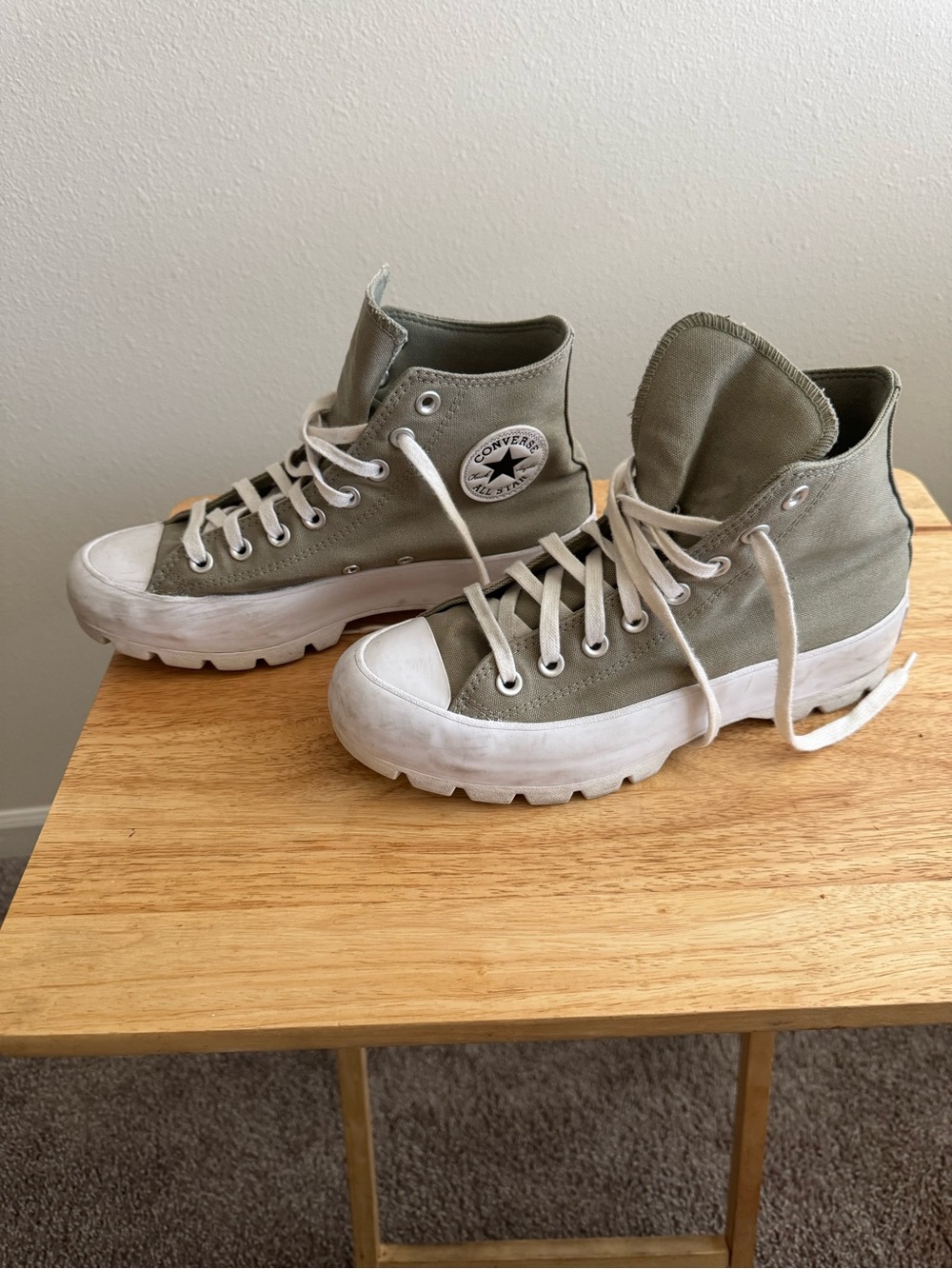 Converse Kids High Top Sneakers in Olive Canvas with White Sole